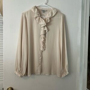 Nili Lotan Elegant Cream Ruffle Blouse